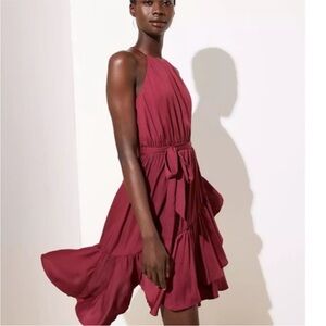 LOFT Asymmetrical Burgundy Dress